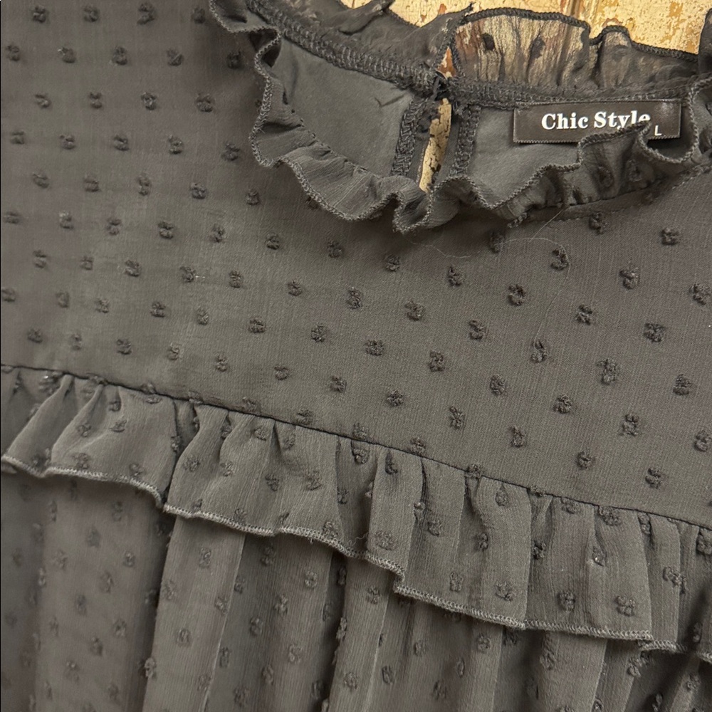 Chic Black Ruffle Dress - Picture 2 of 2